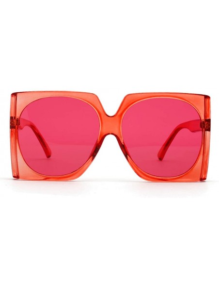 Oversized Big Men Square Sunglasses Women Oversized Black Sun Glassess Female Retro Uv400 - Red - CS18WYTWKAW $12.40