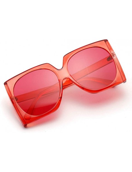 Oversized Big Men Square Sunglasses Women Oversized Black Sun Glassess Female Retro Uv400 - Red - CS18WYTWKAW $12.40