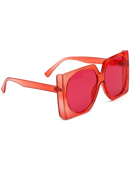 Oversized Big Men Square Sunglasses Women Oversized Black Sun Glassess Female Retro Uv400 - Red - CS18WYTWKAW $12.40
