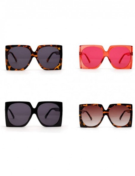 Oversized Big Men Square Sunglasses Women Oversized Black Sun Glassess Female Retro Uv400 - Red - CS18WYTWKAW $12.40