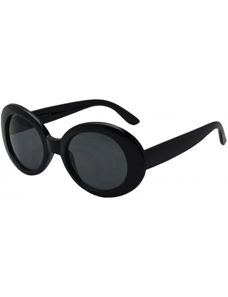 Oval Original Classic Dark Oval Lens Kurt Cobain Inspired Nirvana Bold Trending Sunglasses - Black - Black - CB1838AZX6Z $22.33