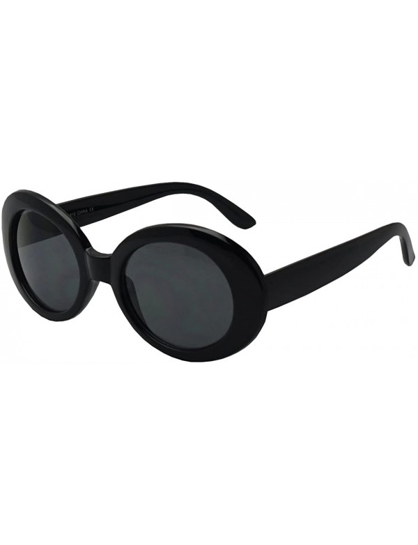 Oval Original Classic Dark Oval Lens Kurt Cobain Inspired Nirvana Bold Trending Sunglasses - Black - Black - CB1838AZX6Z $8.83