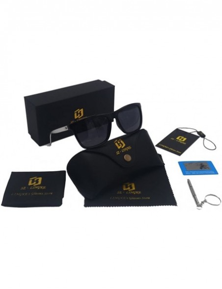 Square Vintage Classic Polarized Unisex Oversized Big Square Fashion Metal Sunglasses Women - Black & Black - C9189S42854 $10.54