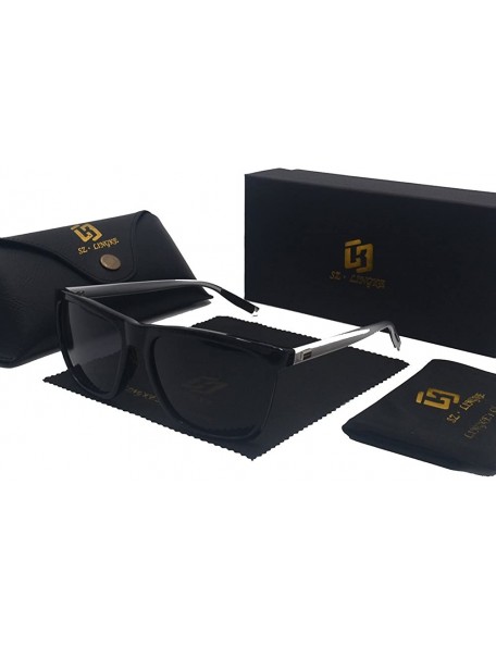 Square Vintage Classic Polarized Unisex Oversized Big Square Fashion Metal Sunglasses Women - Black & Black - C9189S42854 $10.54