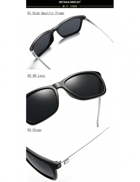 Square Vintage Classic Polarized Unisex Oversized Big Square Fashion Metal Sunglasses Women - Black & Black - C9189S42854 $10.54