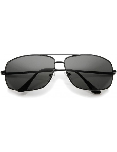 Square Large Classic Metal Crossbar Square Lens Aviator Sunglasses 66mm - Black / Smoke - CA128UKQMWX $7.87
