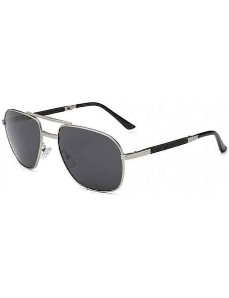 Square Unisex Summer Polarized Folding Eyebrow Pencil Sunglasses Fashion Glasses - Silver - CW190629LG3 $15.74