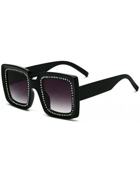 Oversized Sunglasses Diamond Oversized Glasses Fashion - Black - C718Q87QX9W $11.61