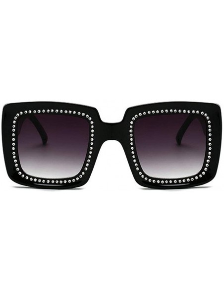 Oversized Sunglasses Diamond Oversized Glasses Fashion - Black - C718Q87QX9W $11.61