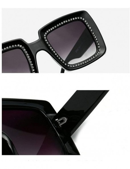 Oversized Sunglasses Diamond Oversized Glasses Fashion - Black - C718Q87QX9W $11.61