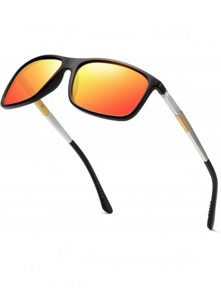 Rectangular Rectangular Sunglasses Polarized Aluminum Glasses - Black Frame Red Lens - CE18NOI9U9G $11.08