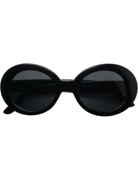 Oval Original Classic Dark Oval Lens Kurt Cobain Inspired Nirvana Bold Trending Sunglasses - Black - Black - CB1838AZX6Z $8.83