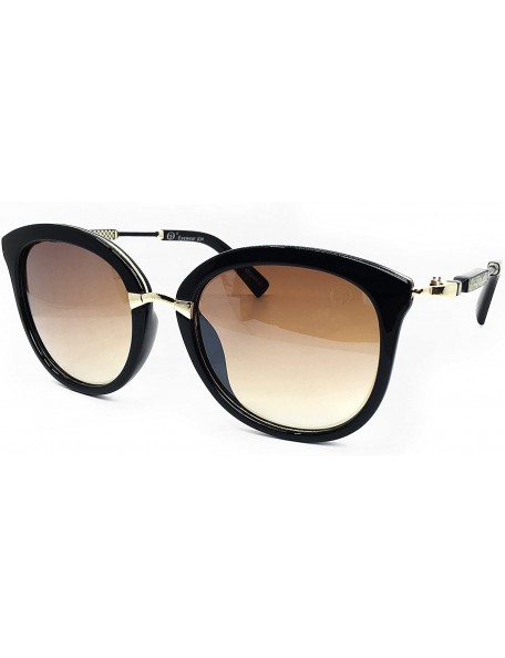 Oval G8431 Premium Oversize XL Womens Mens Retro Vintage Brand Designer Style Fashion Flat Sunglasses - Black/ Brown - CN18DS...