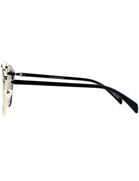 Wayfarer Metal Outline Mirrored Mirror Lens Retro Vintage Half Rim Sunglasses - Gold Silver - CE12G8WBBK3 $15.47