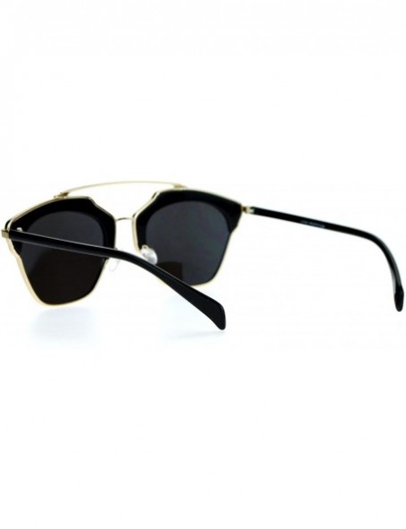 Wayfarer Metal Outline Mirrored Mirror Lens Retro Vintage Half Rim Sunglasses - Gold Silver - CE12G8WBBK3 $15.47