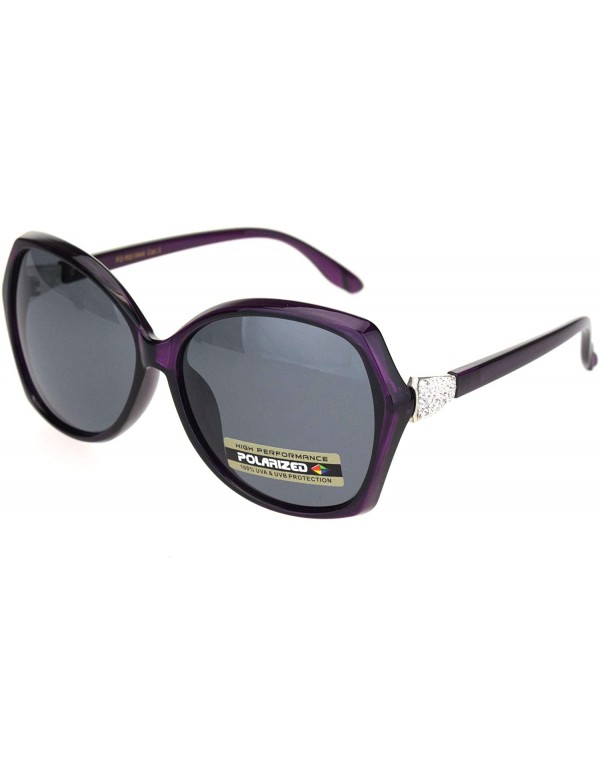 Butterfly Polarized Womens Elegant Rhinestone Bling Butterfly Designer Sunglasses - Purple Silver Black - CN18OKC06W7 $10.49