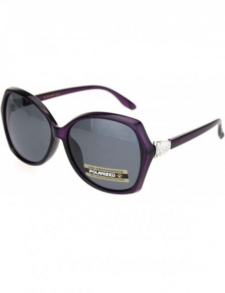 Butterfly Polarized Womens Elegant Rhinestone Bling Butterfly Designer Sunglasses - Purple Silver Black - CN18OKC06W7 $10.49