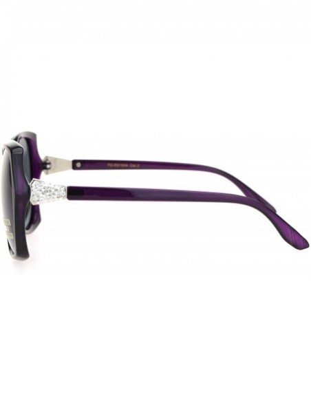 Butterfly Polarized Womens Elegant Rhinestone Bling Butterfly Designer Sunglasses - Purple Silver Black - CN18OKC06W7 $10.49