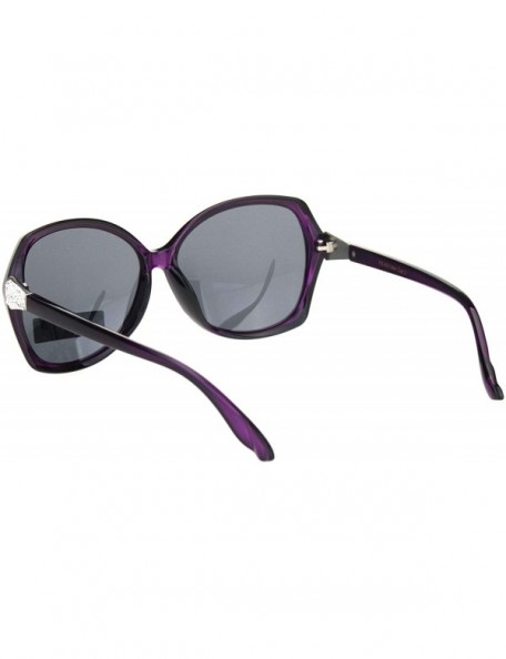 Butterfly Polarized Womens Elegant Rhinestone Bling Butterfly Designer Sunglasses - Purple Silver Black - CN18OKC06W7 $10.49