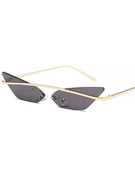 Rectangular Narrow Cat Eye Rimless Sunglasses Women Vintage Designer Men Eyewear Shades Sun Glasses - Gold - CN18Y6HTUUW $28.84