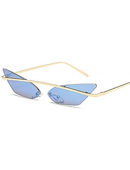 Rectangular Narrow Cat Eye Rimless Sunglasses Women Vintage Designer Men Eyewear Shades Sun Glasses - Gold - CN18Y6HTUUW $28.84