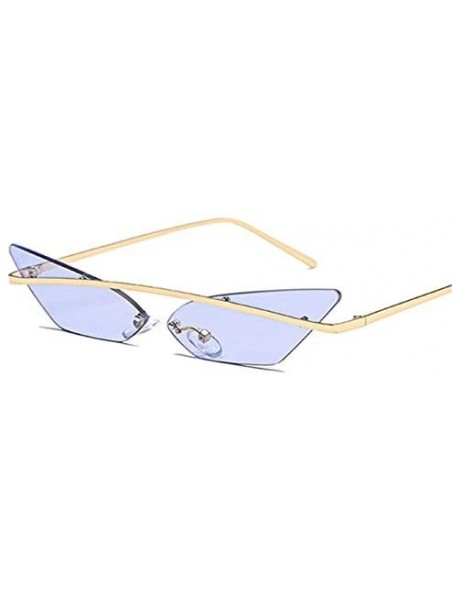 Rectangular Narrow Cat Eye Rimless Sunglasses Women Vintage Designer Men Eyewear Shades Sun Glasses - Gold - CN18Y6HTUUW $28.84