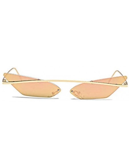 Rectangular Narrow Cat Eye Rimless Sunglasses Women Vintage Designer Men Eyewear Shades Sun Glasses - Gold - CN18Y6HTUUW $28.84