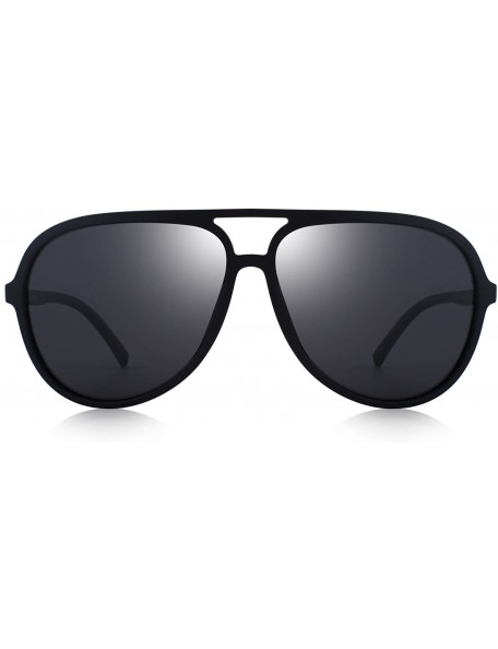 Sport Polarized Sunglasses for Women Men Lighter Frame Vintage Pilot Sunglasses with Case O8510 - Matte Black - C018H287T2Q $...