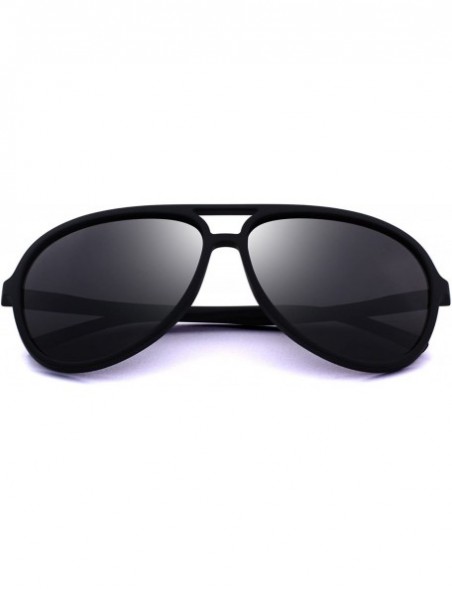 Sport Polarized Sunglasses for Women Men Lighter Frame Vintage Pilot Sunglasses with Case O8510 - Matte Black - C018H287T2Q $...