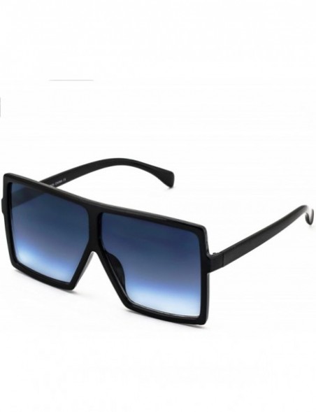Square Square Oversized Sunglasses for Women Men Flat Top Fashion Shades - Black/Smoke - CT18T09IW7I $9.00