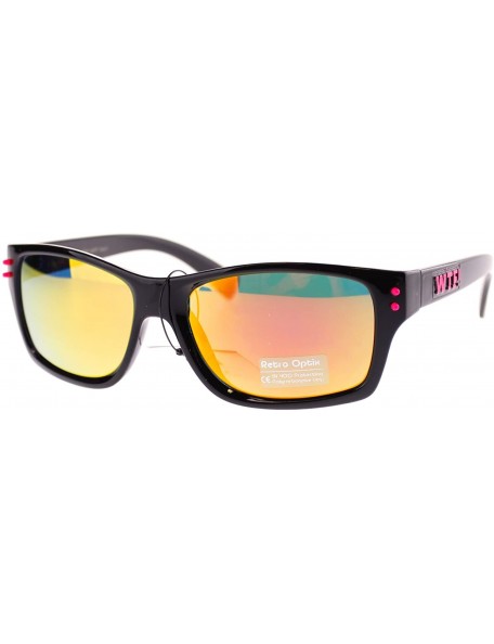 Rectangular WTF! Unisex Sunglasses Classic Rectangular Reflective Lens - Pink - C011P5E1PZR $9.74