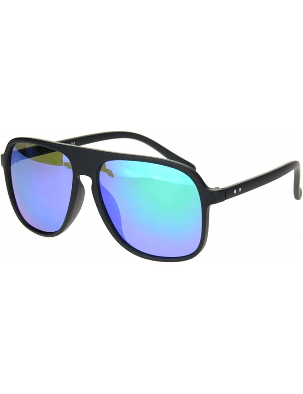 Square Square Racer Sunglasses Thin Plastic Keyhole Unisex Fashion Shades UV 400 - Matte Black (Teal Mirror) - C719623HKIS $8.18