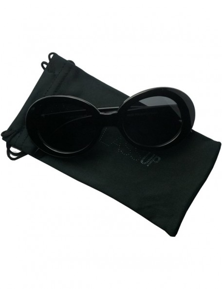 Oval Original Classic Dark Oval Lens Kurt Cobain Inspired Nirvana Bold Trending Sunglasses - Black - Black - CB1838AZX6Z $8.83
