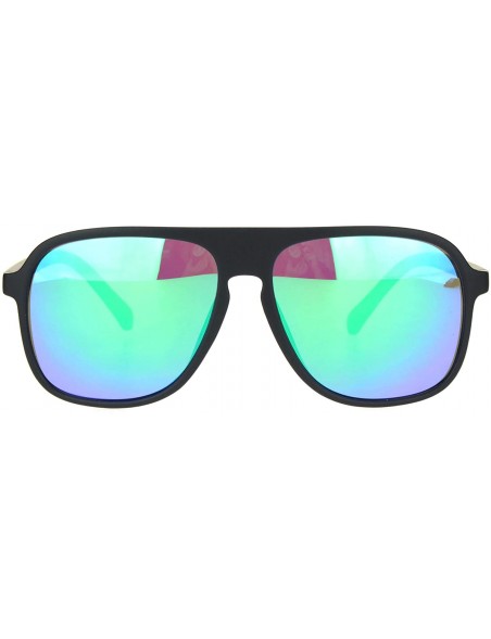 Square Square Racer Sunglasses Thin Plastic Keyhole Unisex Fashion Shades UV 400 - Matte Black (Teal Mirror) - C719623HKIS $8.18