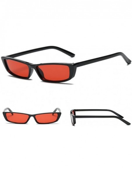 Rectangular Women Party Retro Small Rectangular Eyeglasses Eyewear Outdoor Fashion Fancy Sunglasses - Black/Red - CF1805QRCZ7...