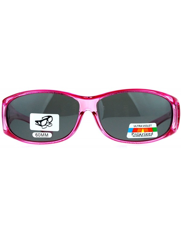 Oversized Rectangular Polarized Anti-glare 60mm Fit Over OTG Sunglasses - Pink - CN12MX1K8V1 $13.53