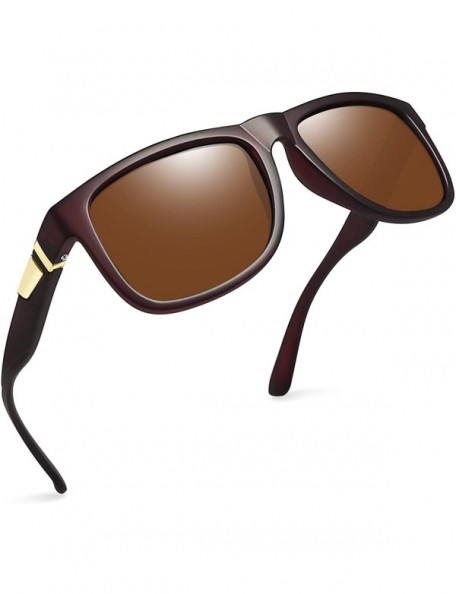 Wayfarer Unisex Polarized Sunglasses Men Women Retro Designer Sun Glasses - Brown Retro - C418IH9KCO5 $20.58