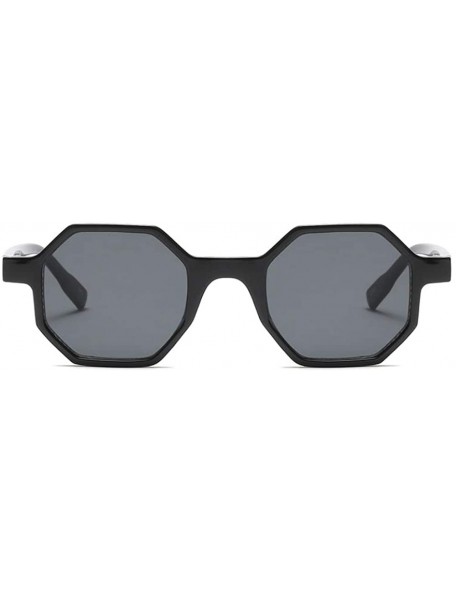 Oversized Hexagonal Sunglasses for Men Women Vintage Retro Plastic Octagon Geometric Frame - Black - CY189WIDR7I $24.03