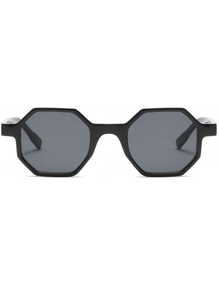 Oversized Hexagonal Sunglasses for Men Women Vintage Retro Plastic Octagon Geometric Frame - Black - CY189WIDR7I $12.50