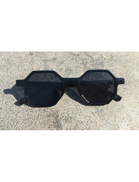 Oversized Hexagonal Sunglasses for Men Women Vintage Retro Plastic Octagon Geometric Frame - Black - CY189WIDR7I $12.50