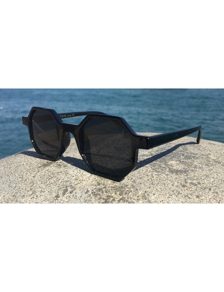 Oversized Hexagonal Sunglasses for Men Women Vintage Retro Plastic Octagon Geometric Frame - Black - CY189WIDR7I $12.50