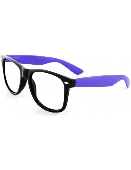 Wayfarer Fashion Glasses for Men Women Retro Pop Color Frame Clear Lens - Black/Purple - CY185XC92WN $11.69