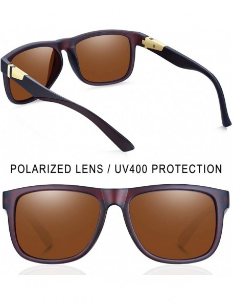 Wayfarer Unisex Polarized Sunglasses Men Women Retro Designer Sun Glasses - Brown Retro - C418IH9KCO5 $13.25