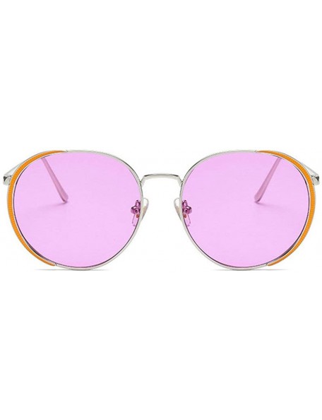 Oval 2019 New Men Brand Designer Sunglasses Oval Half Frame Eyebrow Ladies Sun Glasses - Purple - CC18TE4OT7D $10.64