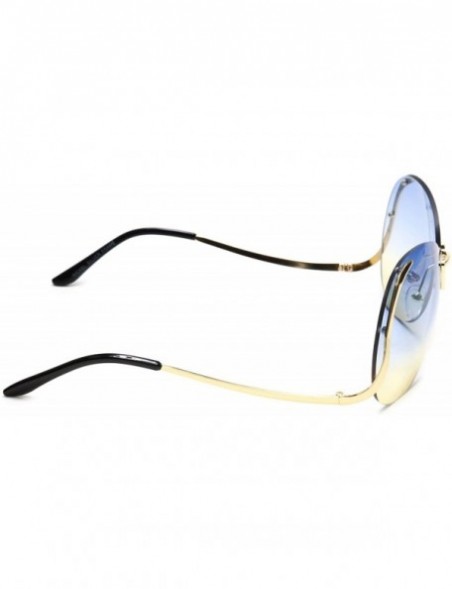 Oversized Women's Rimless Gold Sunglasses Curved Metal Arms Square Oversized Two Tone Lens - Blue & Yellow - CT18EOMT37T $12.65