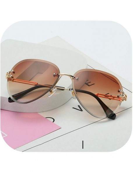 Semi-rimless RimlSunglasses Women Sun Glasses Gradient Shades Cutting Lens FramelMetal Eyeglasses UV400 - Brown - CO197Y7EOS8...
