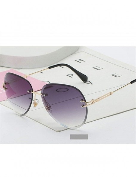 Semi-rimless RimlSunglasses Women Sun Glasses Gradient Shades Cutting Lens FramelMetal Eyeglasses UV400 - Brown - CO197Y7EOS8...