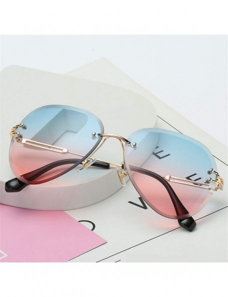 Semi-rimless RimlSunglasses Women Sun Glasses Gradient Shades Cutting Lens FramelMetal Eyeglasses UV400 - Brown - CO197Y7EOS8...