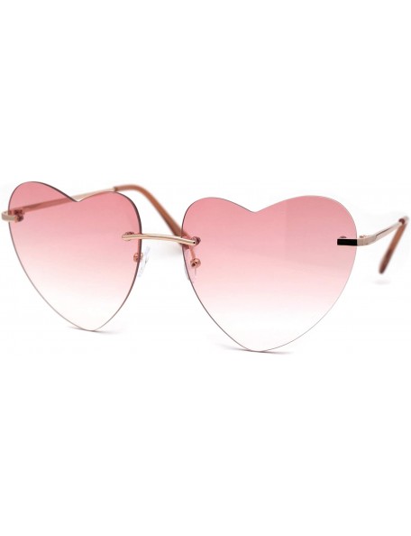 Rimless Womens Minimalist Rimless Heart Shape Elegant Sunglasses - Gold Pink - CT195SL9R9Q $23.30