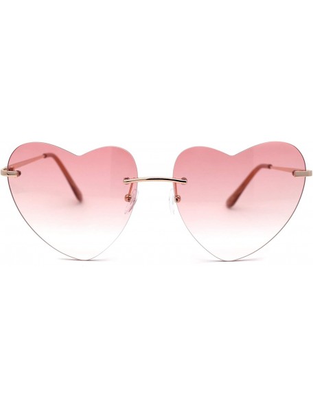 Rimless Womens Minimalist Rimless Heart Shape Elegant Sunglasses - Gold Pink - CT195SL9R9Q $9.63